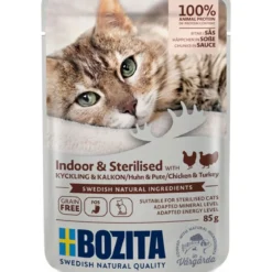 Bozita Indoor & Sterilised kana&kalkkuna kastikkeessa 85 g
