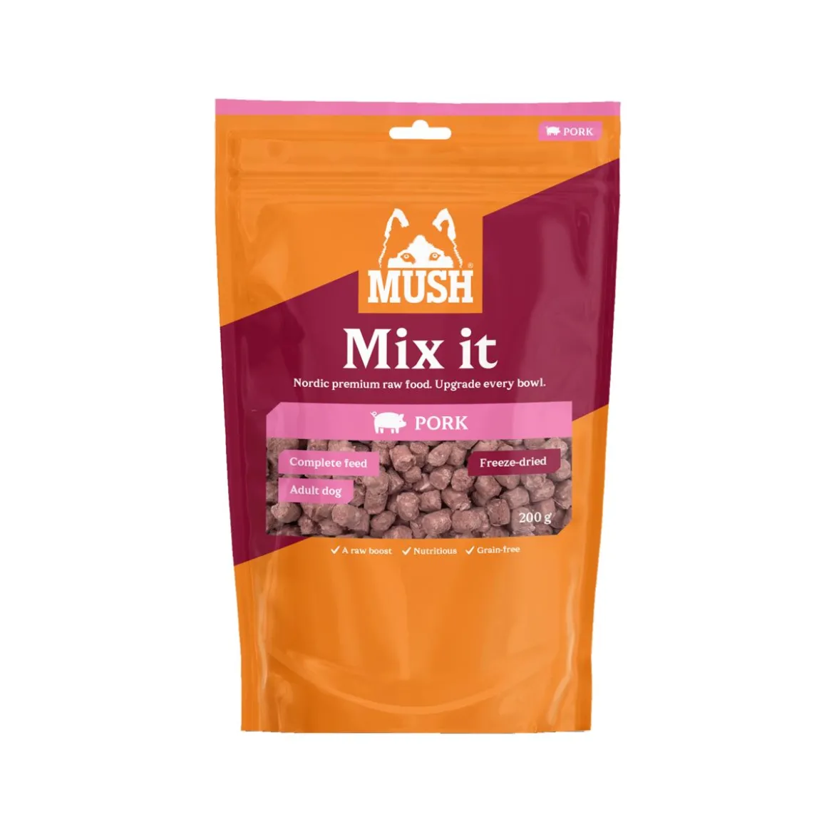 Mush Mix it -pakastekuivattu koiranruoka, possu
