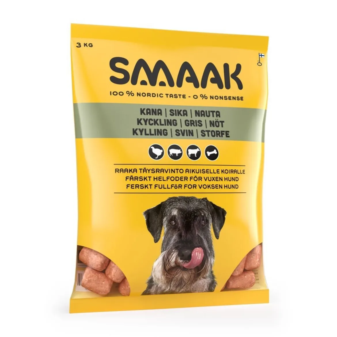 Smaak raaka täysravinto kana, sika & naudanmaha 1kg